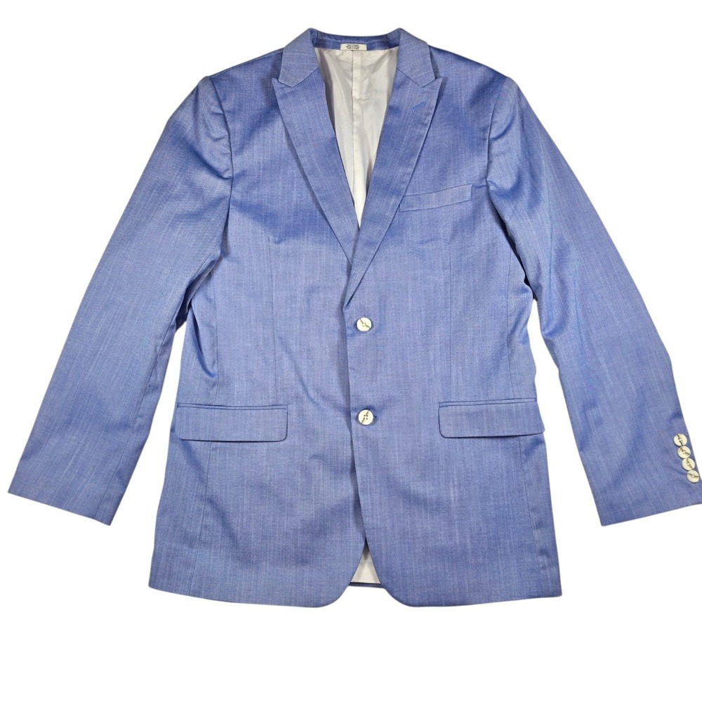 Calvin Klein Light Blue White Button Suit Polyester Rayon Jacket Blazer Boy's 20